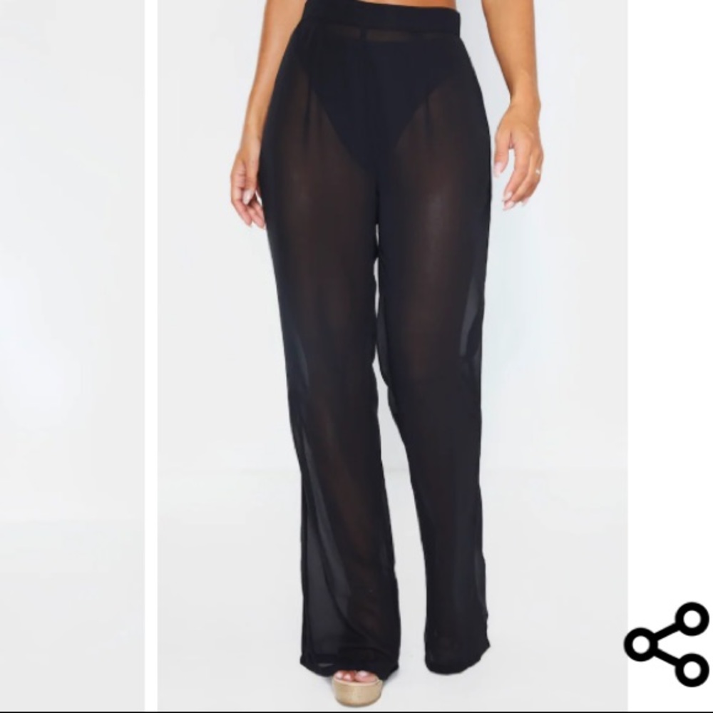 Black mesh Beach Flares Pants